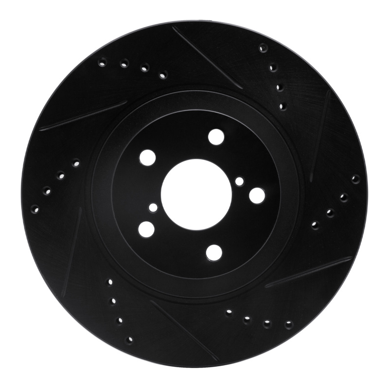 Toyota 86 Brake Rotor (1) - Front Right - R1 Concepts - Drilled & Slotted - Black - `04-`25